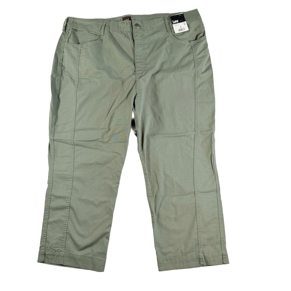 Lee Women's Olive Grove Stretch Cotton Mid Rise 23" Capri Pants Size 20 New